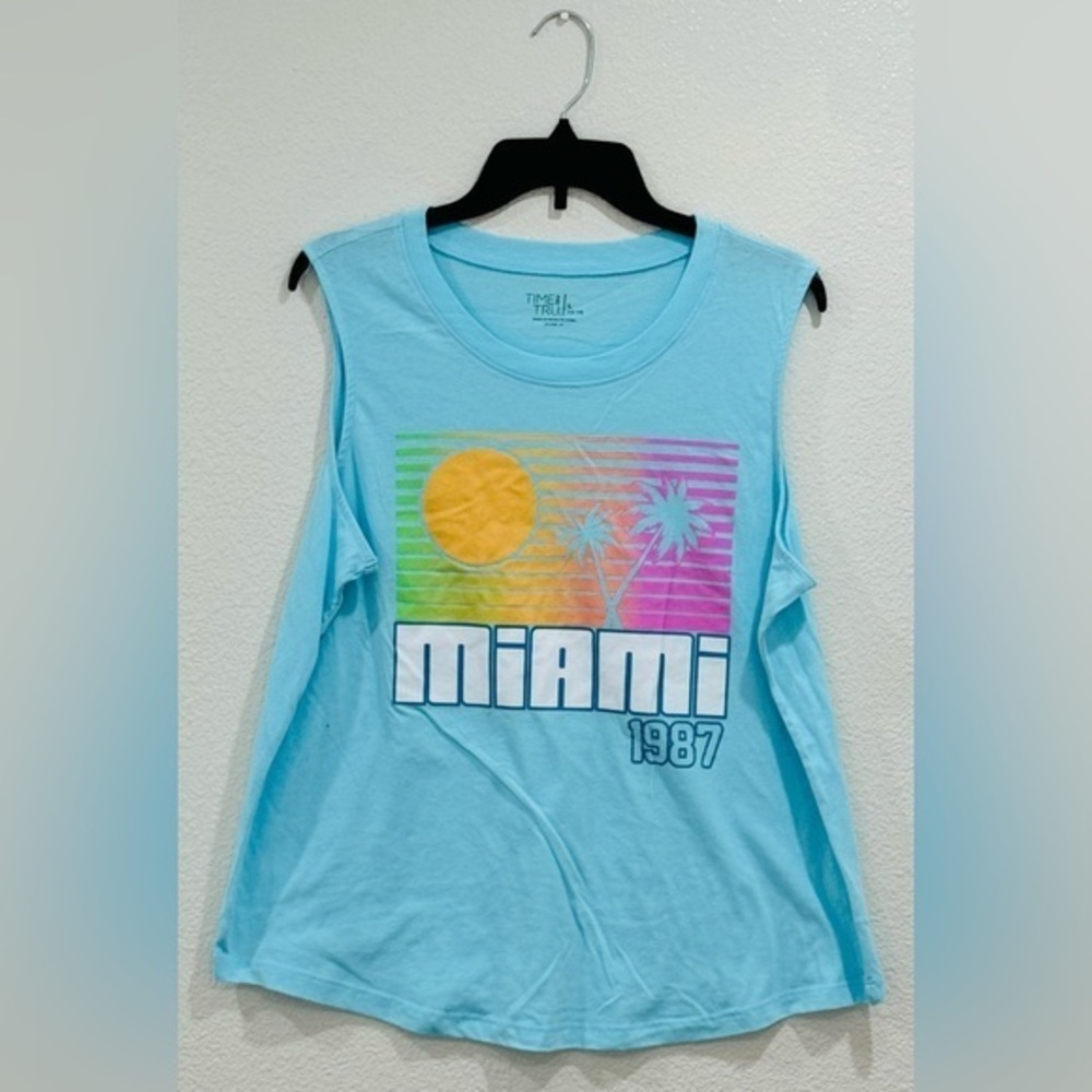 Time and Tru Women's Destination Graphic Print Tank Top, Sizes L (12–14)